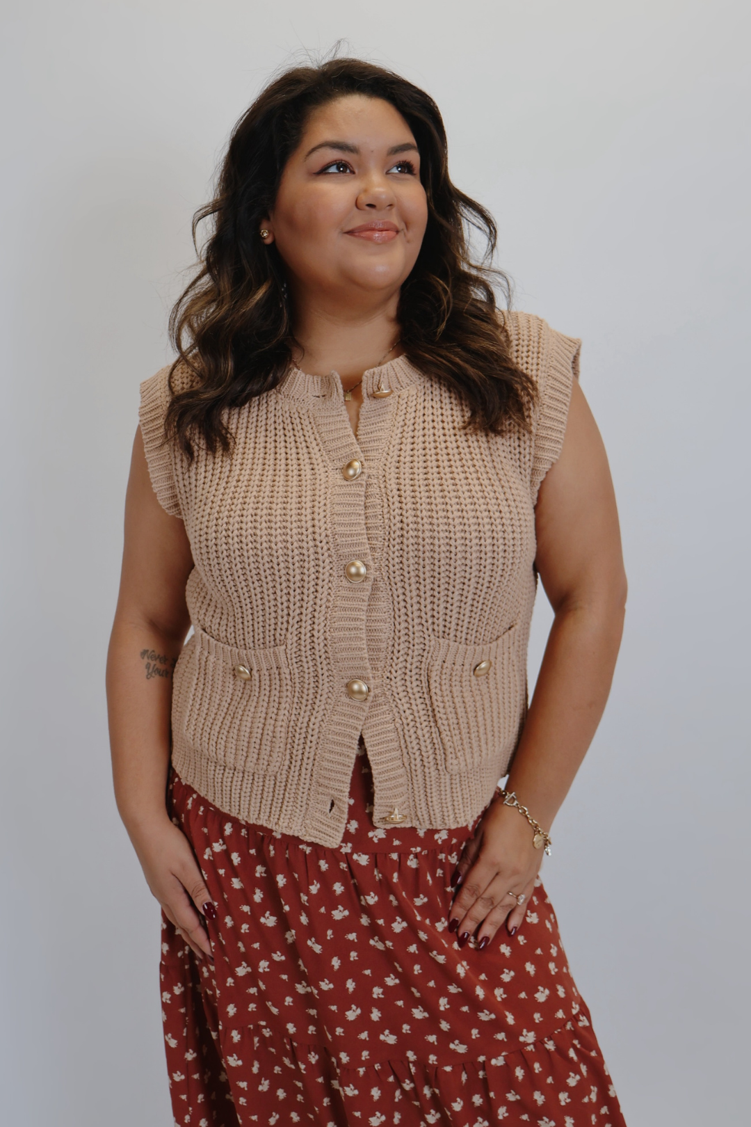 Chaleco tipo suéter con encanto vintage