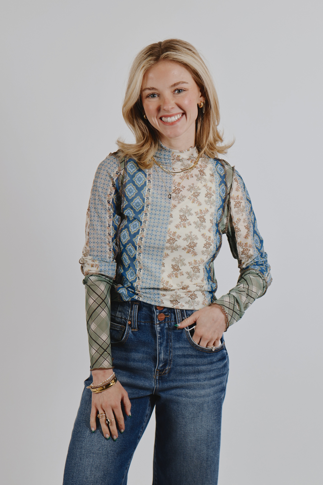 Top de malla con patchwork