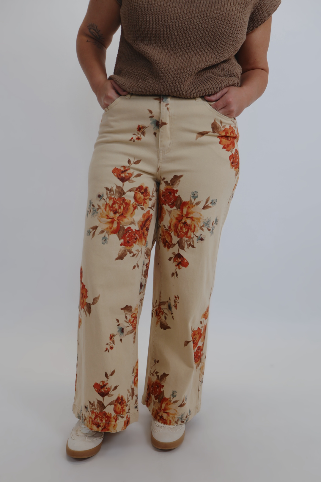 Pantalones de sarga de pierna ancha Autumn Bloom