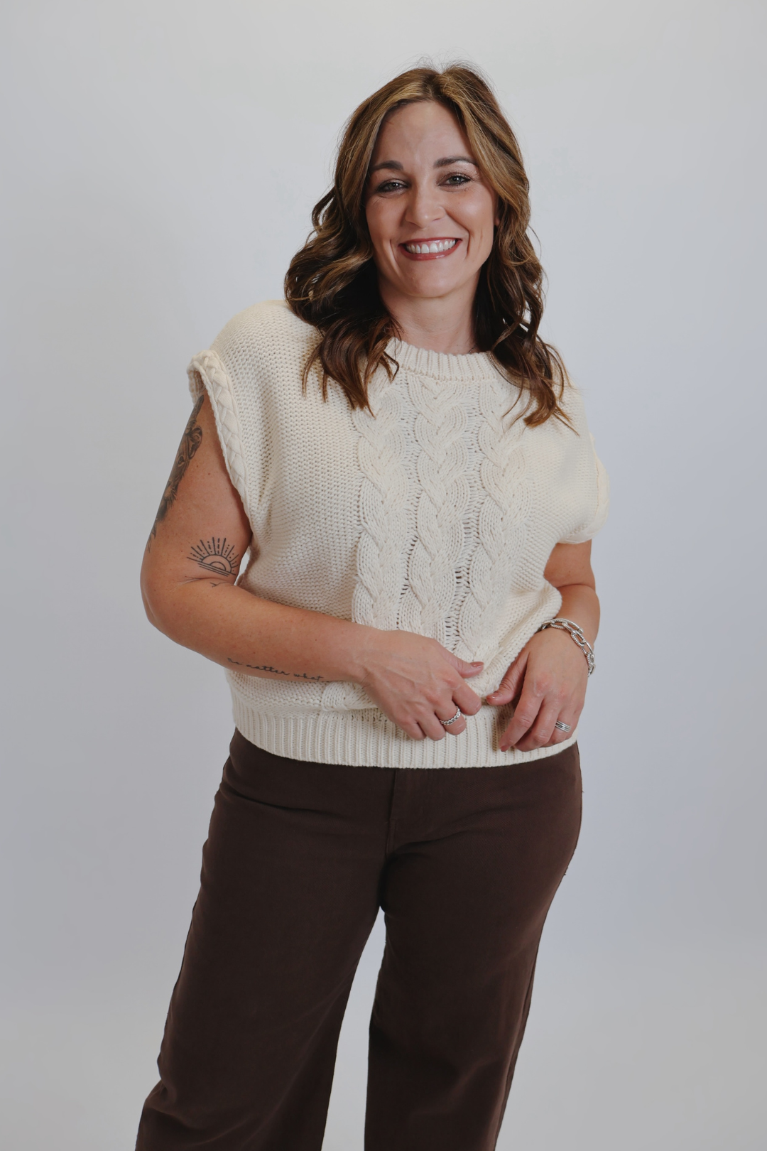 Suéter de cable de lujo de otoño