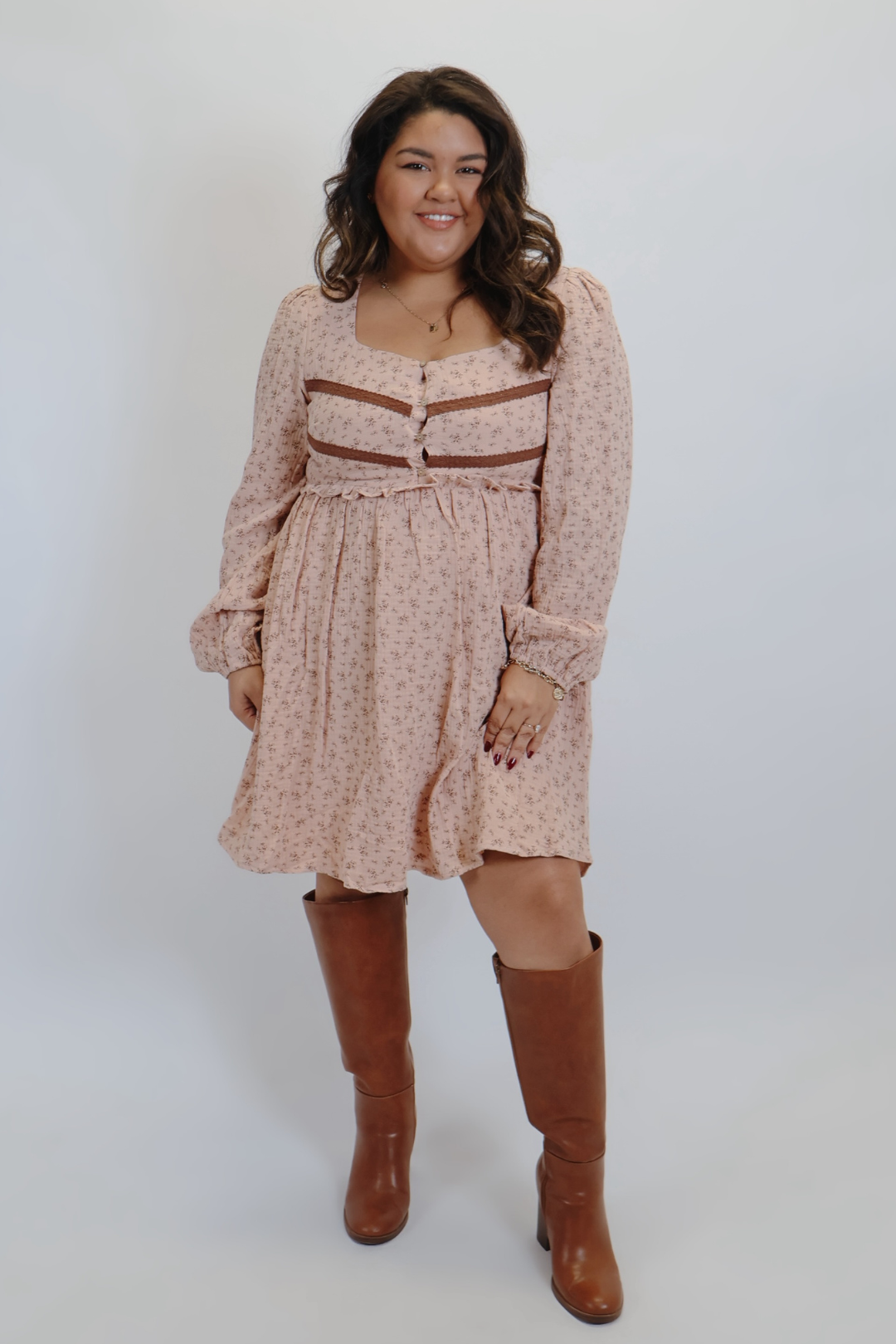 Blush Bloom Mini Dress in Plus