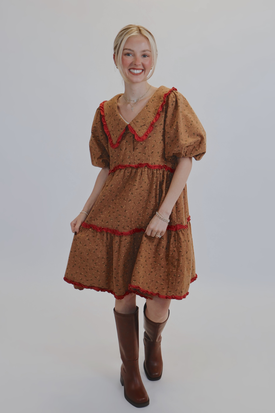 Minivestido de algodón con pétalos de la pradera